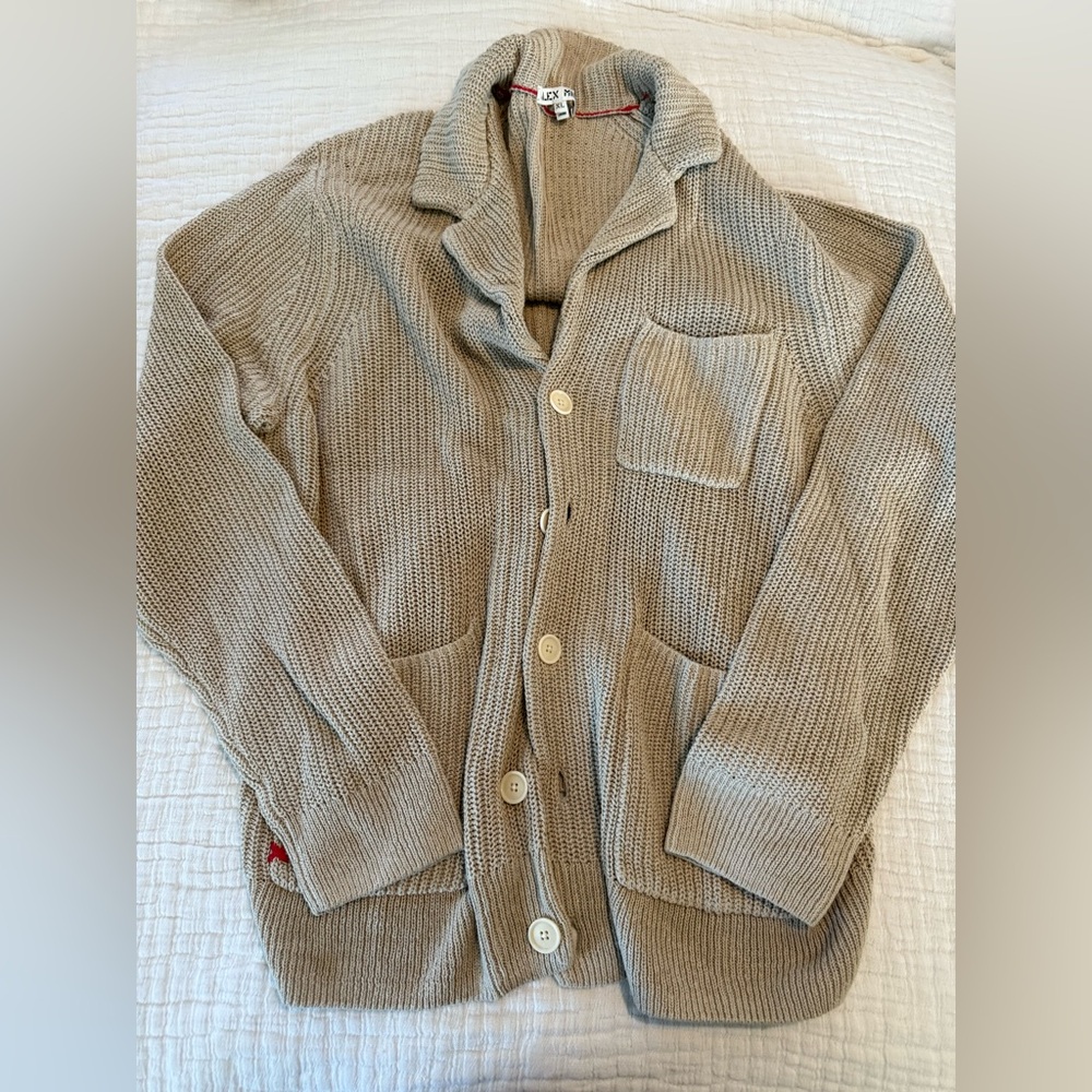 Alex Mill Beige Knit Cotton Linen Cardigan with Button Closure EUC 2323